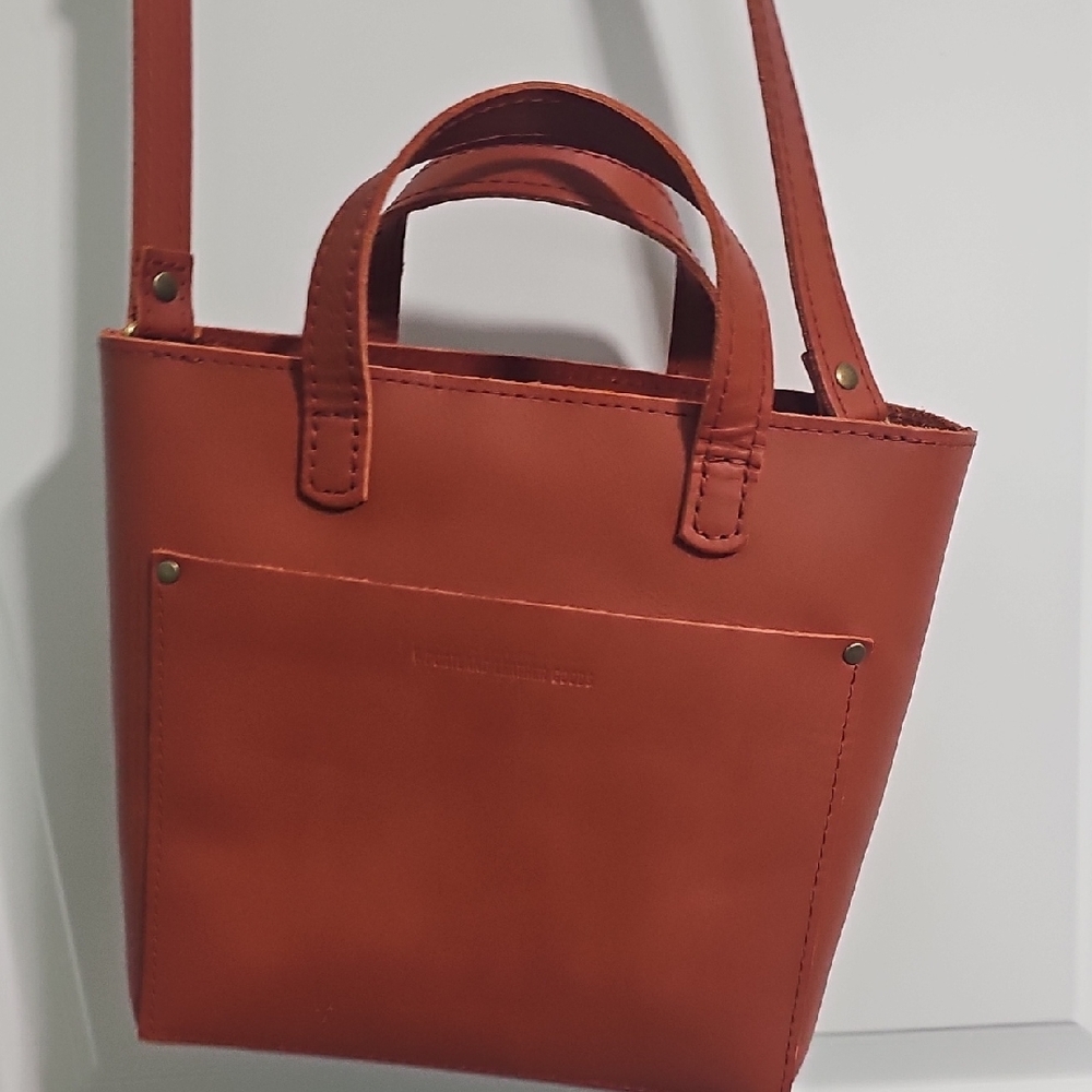 Portland Leather Small Tote in Rust Brown